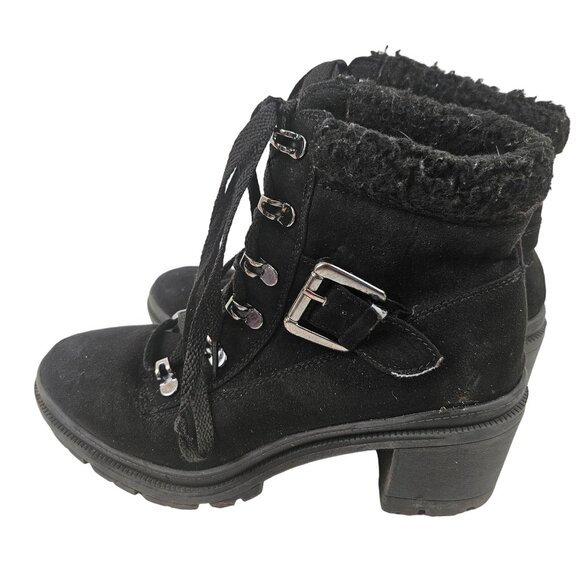 Black Jellypop Brandi Womens Suede Heeled Boots Size 6.5M Lace Up Fleece Lined - Picture 4 of 10
